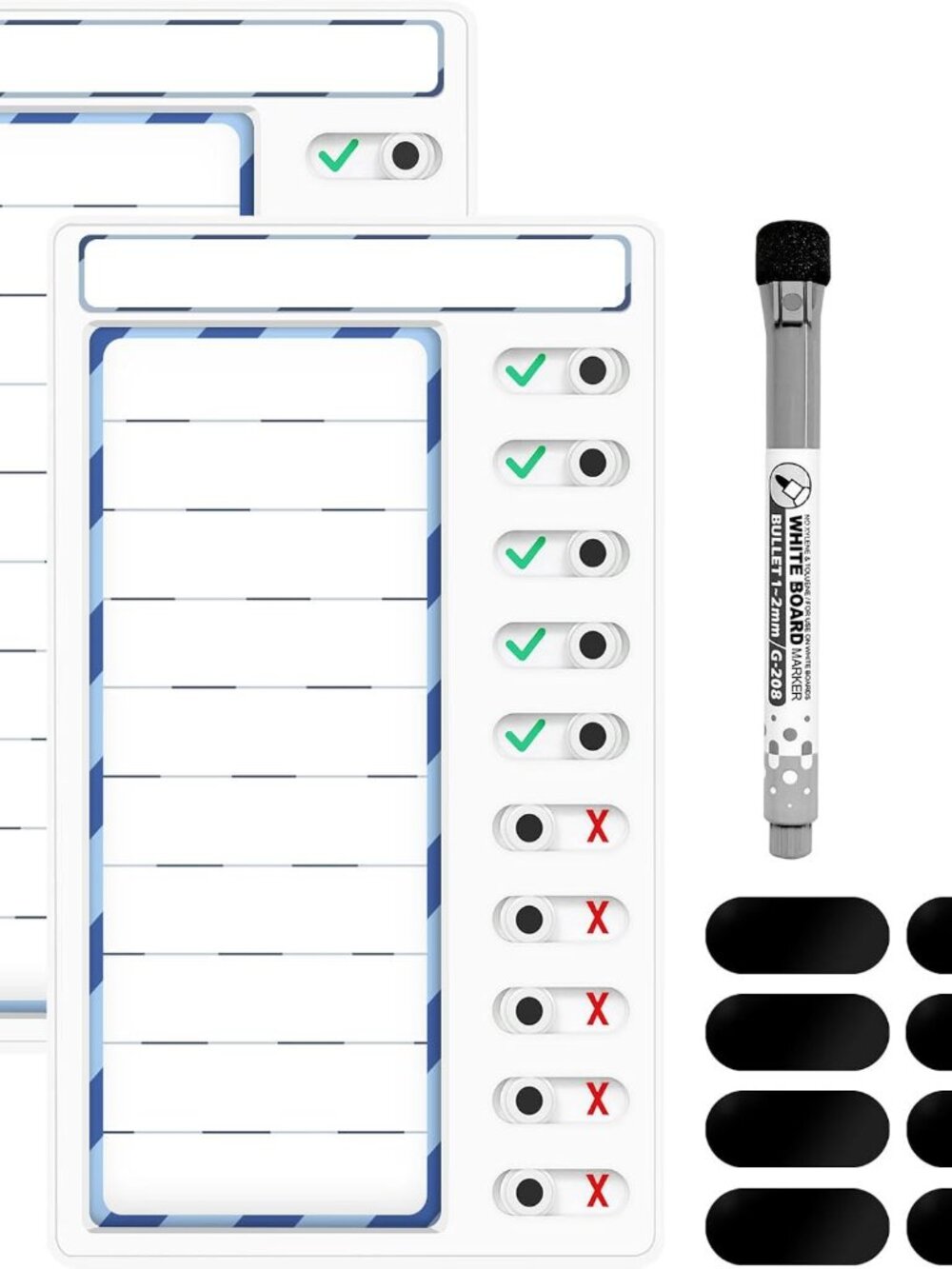 2 Pcs Chore Chart for Kids: Dry Erase My Chores Slider Chart, Magnetic Visual Sc
